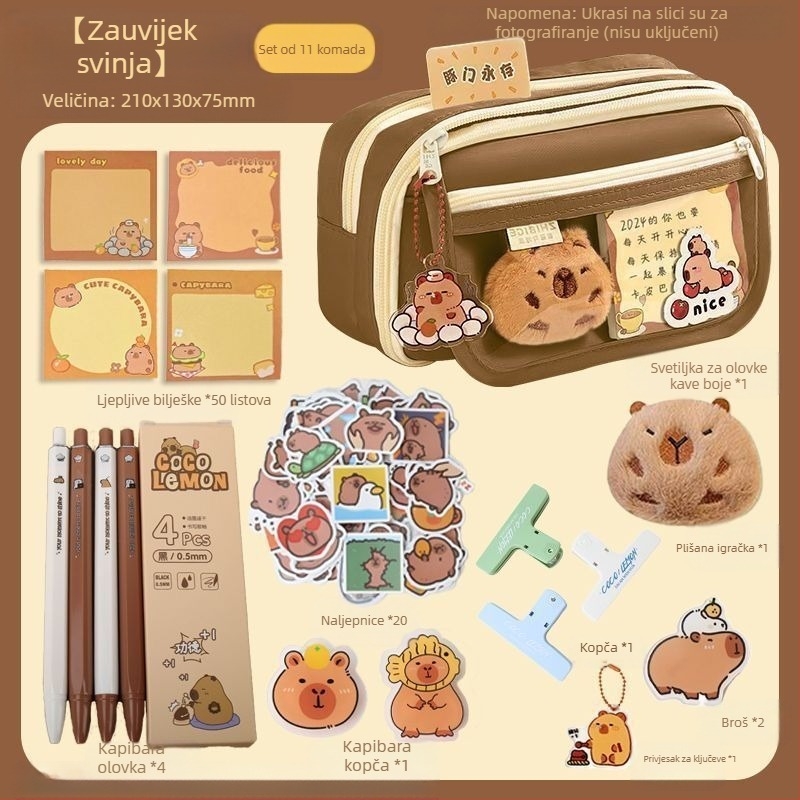 Nova Capibala pernica za djevojčice, osnovnoškolce, visokokvalitetna, preklopna pernica velikog kapaciteta za dječake