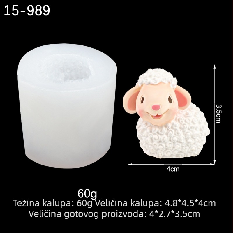 Silikonski kalup za modeliranje ovaca od šećernog crtanog filma, ljepilo za 3D trodimenzionalni kalup od smole i gipsa za ukrašavanje
