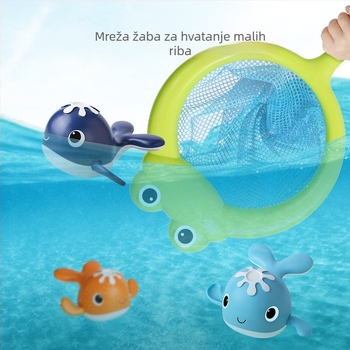Prekogranični dječji magnetski set za ribolov s motivom vodenog kita na navijanje, igračka za kupanje u vodi s motivom kita na navijanje