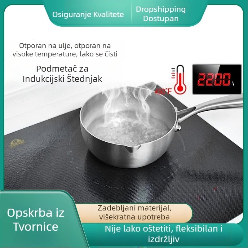 Silikonska podloga za indukcijsko kuhalo debljine 0,4 mm, višenamjenska kuhinjska podloga za zaštitu od štednjaka otporna na visoke temperature, silikonska neklizajuća toplinska izolacijska podloga