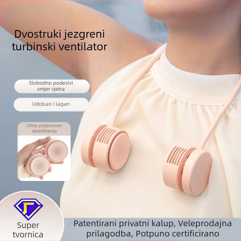 Novi stilski ventilator za vrat, jednostavno crijevo za sklapanje, ventilator za punjenje, vanjski sportovi, prijenosni mali ventilator