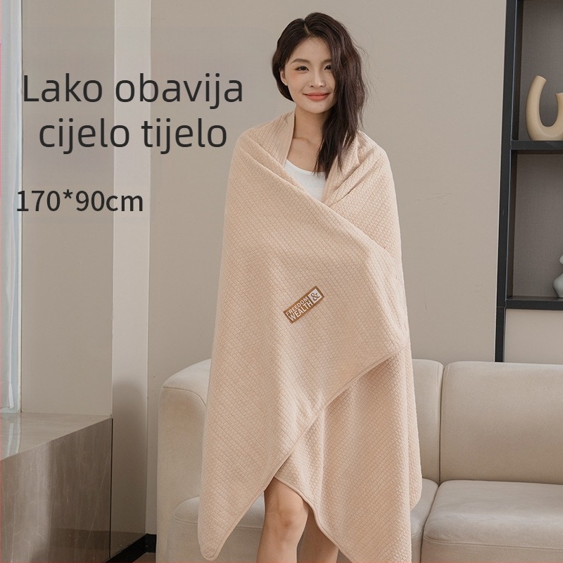 Novi zadebljani ekstra veliki ručnik za kupanje od koraljnog flisa s kukuruznom rešetkom za odrasle, upijajući ručnik za kupanje, brzosušeći, bez dlačica