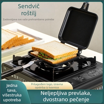 Tava za sendviče s neprianjajućim slojem, tava za tost za doručak, dvostrana tava za prženje, kućna plinska tava s neprianjajućim slojem, veleprodaja