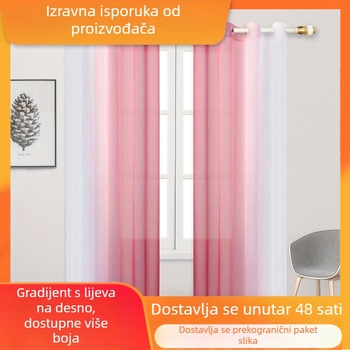 Prekogranična proljetna gradijentna gaza zavjesa lijevo i desno gradijentna elegantna prozirna zavjesa za spavaću sobu, dnevni boravak, balkonska zavjesa