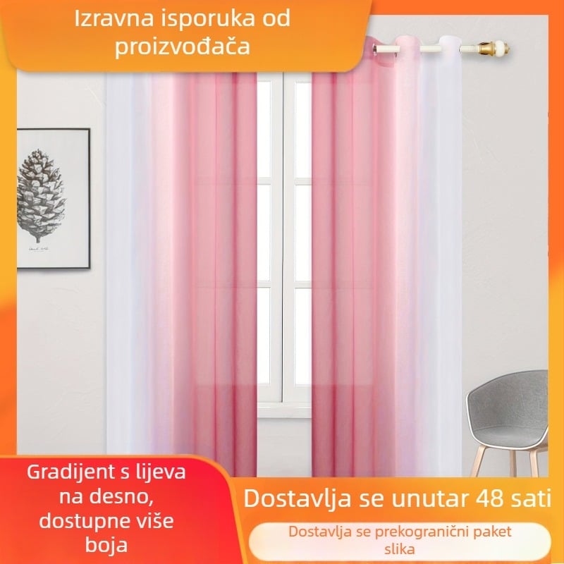 Prekogranična proljetna gradijentna gaza zavjesa lijevo i desno gradijentna elegantna prozirna zavjesa za spavaću sobu, dnevni boravak, balkonska zavjesa