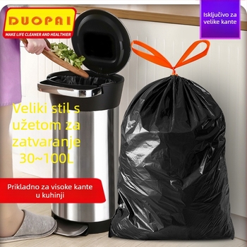 Velika vreća za smeće, crna, zadebljana, za nekretnine, hotel, kuhinju, dnevni boravak, komercijalne prostore, prevelika kuhinjska vreća za odlaganje otpada s vezicom