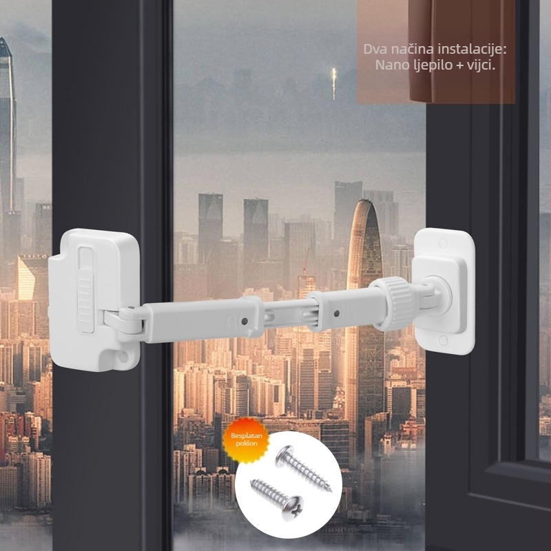 Brava za prozor, dječja brava protiv pada, brava za guranje, graničnik za otvaranje prozora, držač za prozore u visokim zgradama, dječja brava protiv pada