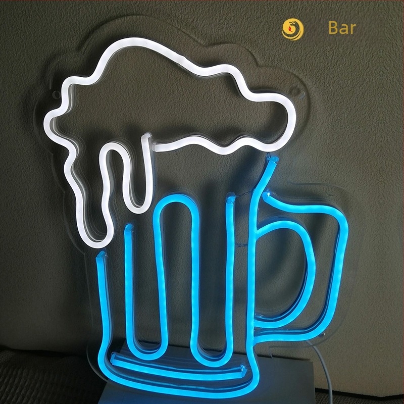 Prekogranično novo kreativno modeliranje svjetla za koktel pivo od crnog vina u stilu Amazona, dekorativno LED neonsko svjetlo