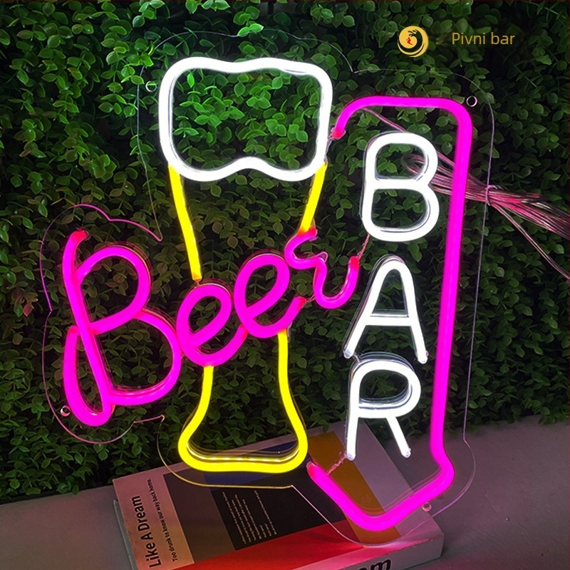 Prekogranično novo kreativno modeliranje svjetla za koktel pivo od crnog vina u stilu Amazona, dekorativno LED neonsko svjetlo