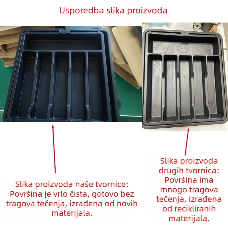 Proširena kutija za pohranu posuđa za kućanstvo, prijenosna teleskopska ladica za pohranu, proširiva ladica za pribor za jelo, preko granice
