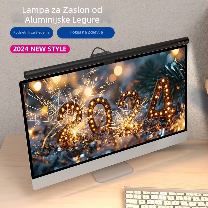 2024 Nova viseća svjetiljka od aluminijske legure za zaslon, podsjetnik na sjedenje, viseća svjetiljka za monitor, svjetlo za punjenje računala, zaštita očiju, stolna svjetiljka