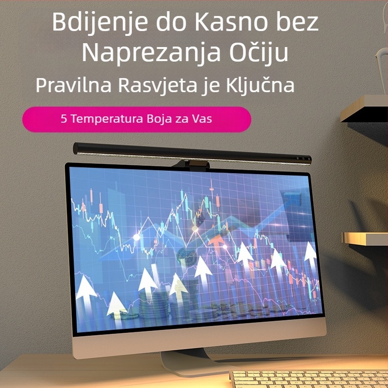 2024 Nova viseća svjetiljka od aluminijske legure za zaslon, podsjetnik na sjedenje, viseća svjetiljka za monitor, svjetlo za punjenje računala, zaštita očiju, stolna svjetiljka