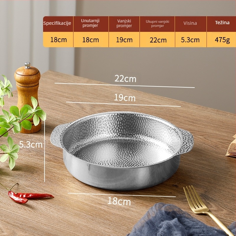 Lonac za juhu od pahuljica, lonac od morskih plodova, lonac od nehrđajućeg čelika, lonac za juhu u korejskom stilu, ekstra debela tava, lonac s uzorkom čekića, lonac s neprianjajućim slojem