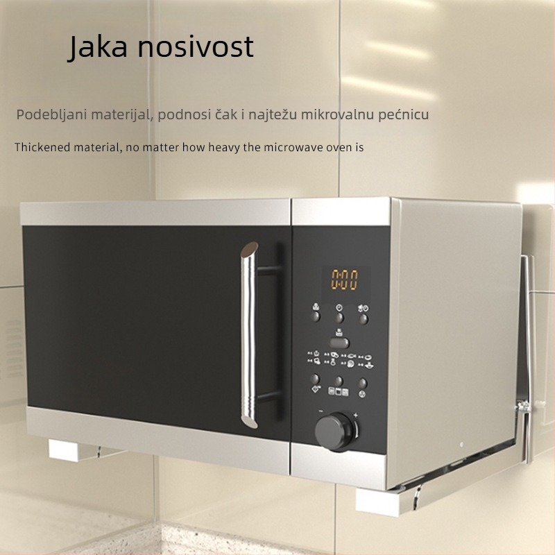 Sklopivi stalak za mikrovalnu pećnicu od nehrđajućeg čelika, kuhinjski zidni stalak za mikrovalnu pećnicu, uvlačivi nosač za mikrovalnu pećnicu