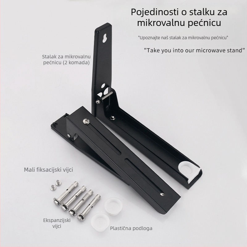 Sklopivi stalak za mikrovalnu pećnicu od nehrđajućeg čelika, kuhinjski zidni stalak za mikrovalnu pećnicu, uvlačivi nosač za mikrovalnu pećnicu