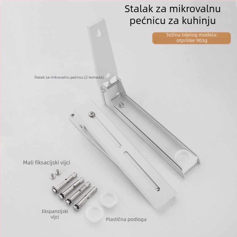 Sklopivi stalak za mikrovalnu pećnicu od nehrđajućeg čelika, kuhinjski zidni stalak za mikrovalnu pećnicu, uvlačivi nosač za mikrovalnu pećnicu