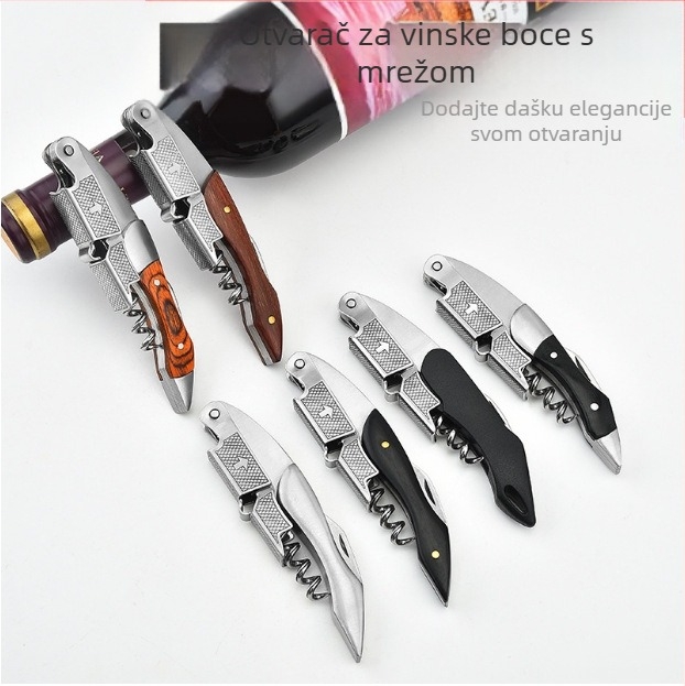 Nož od ružinog drveta Haima, otvarač za boce crnog vina, višenamjenski nož za vino, kućanski odvijač za crno vino, otvarač za boce crnog vina od nehrđajućeg čelika
