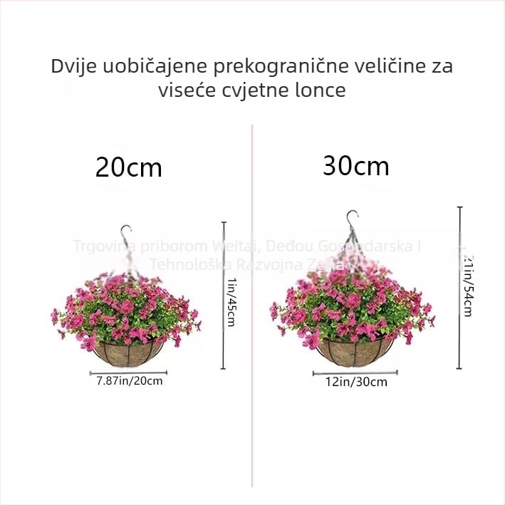 Prekogranični umjetni cvijet Božićni željezni okvir kokosova palma viseća košara lažna ljubičasta dekoracija vanjska ulazna vrata viseća košara viseća orhideja veleprodaja