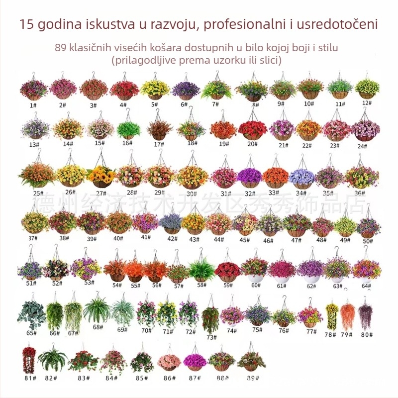 Prekogranični umjetni cvijet Božićni željezni okvir kokosova palma viseća košara lažna ljubičasta dekoracija vanjska ulazna vrata viseća košara viseća orhideja veleprodaja