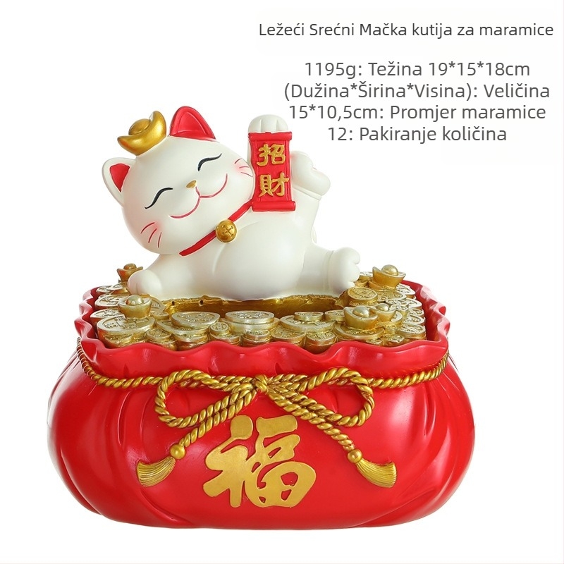 Kreativna kutija za maramice Lucky Cat, višenamjenski ukrasi za ulaz, dnevni boravak, kućni ukrasi, vrhunski poklon