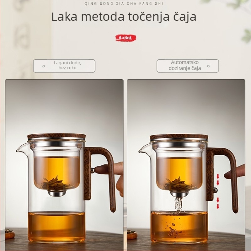 Magnetni čajnik bez šipke, lepršavi, stakleni uložak za šalice, odvajanje čaja, filter s jednim ključem, kućni čajni set na zalihi veleprodaja