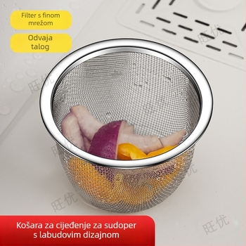Posebna košara za odvod kuhinjskog sudopera s labudom, stalak za odvod od nehrđajućeg čelika, košara za filtriranje mokrog i suhog odvajanja