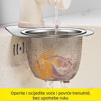 Posebna košara za odvod kuhinjskog sudopera s labudom, stalak za odvod od nehrđajućeg čelika, košara za filtriranje mokrog i suhog odvajanja