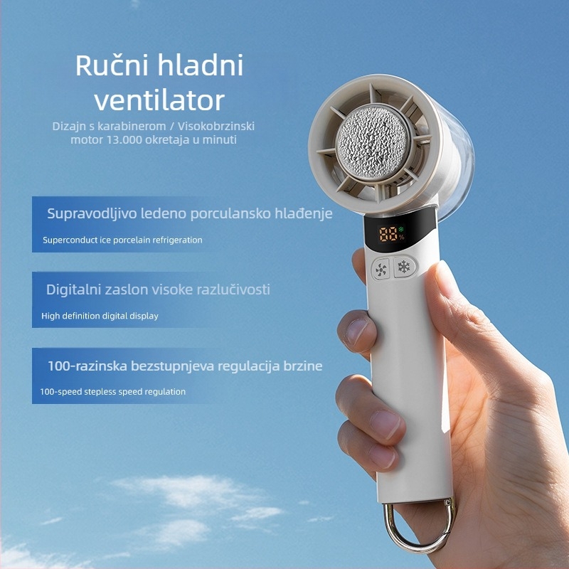 2025 Novi brzi ručni ventilator s hladnim kompresijom za vanjsku upotrebu, dugotrajni karabiner, prijenosni crtani punjivi mali ventilator