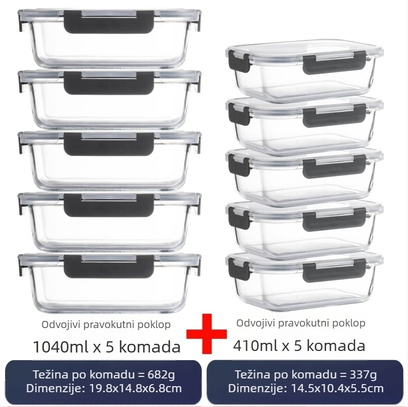 Staklena kutija za ručak preko granice, odijelo za mikrovalnu pećnicu, posuđe, uredske radnike s rižom, zdjelom za svježinu, posebnim hladnjakom