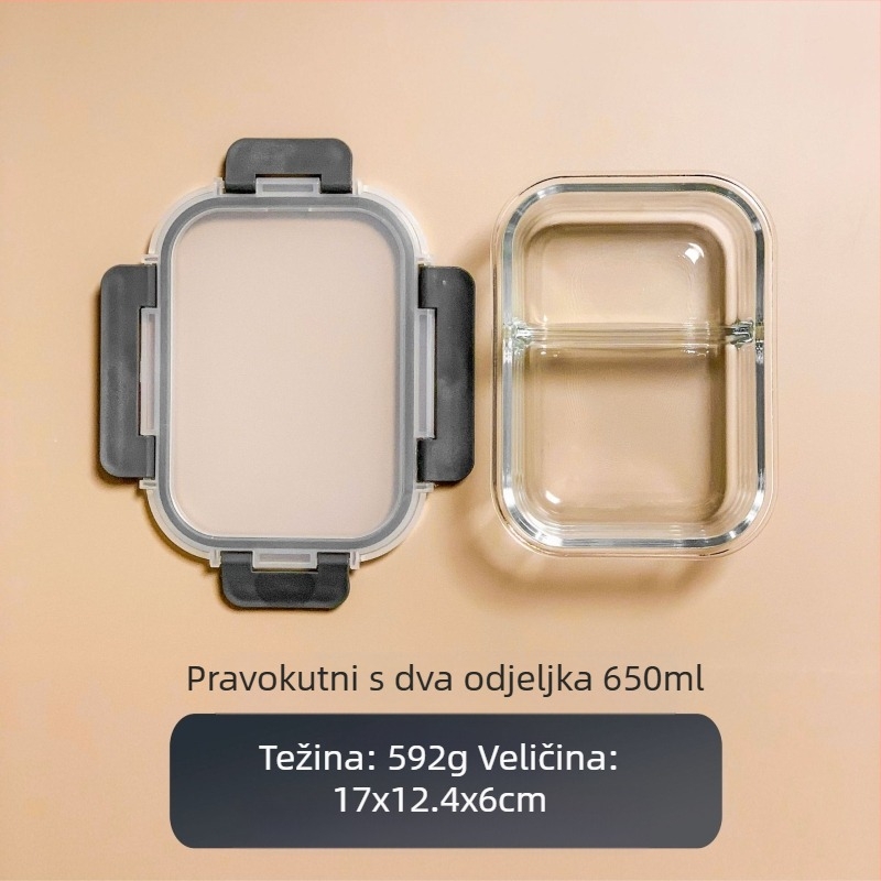 Staklena kutija za ručak preko granice, odijelo za mikrovalnu pećnicu, posuđe, uredske radnike s rižom, zdjelom za svježinu, posebnim hladnjakom