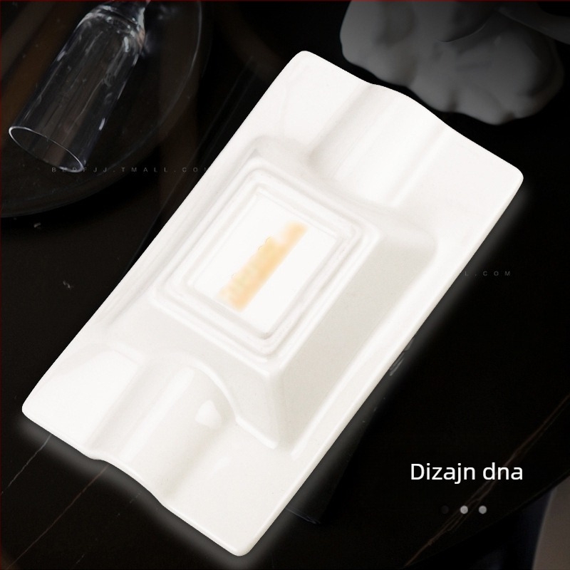 Lagana luksuzna pepeljara za cigare s dvostrukim utorom, fina pepeljara od koštanog porculana, pravokutna keramička posuda za cigare, ukrasi za klub