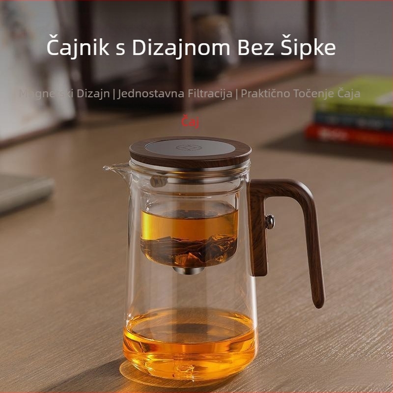 Čajnik za čaj, odvajanje vode, šalica za čaj, otporna na toplinu, potpuno staklena unutarnja posuda, plutajuća šalica, magnetska apsorpcija čaja, artefakt čajnika, set za čaj