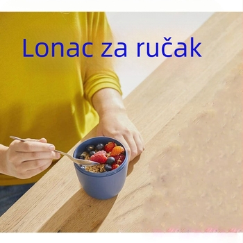 Prenosna šalica za zobene pahuljice s poklopcem, 700 ml, šalica za jogurt s poklopcem, šalica za salatu i žitarice s poklopcem