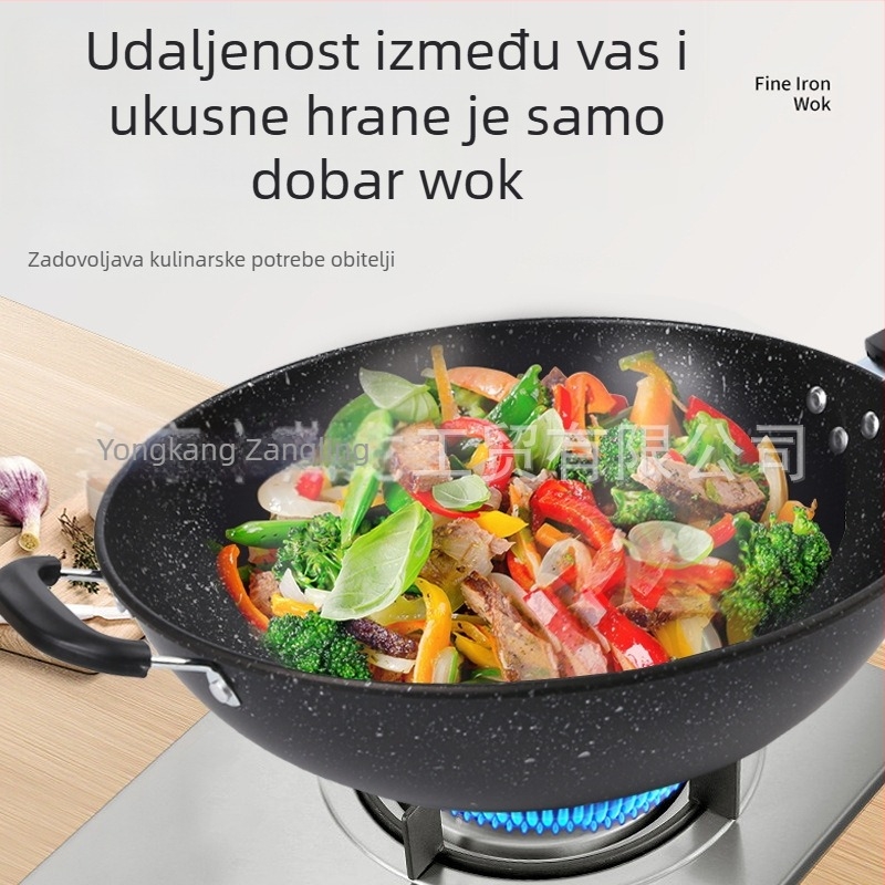 Maifan kamena tava s neprianjajućim slojem, indukcijsko kuhalo, plinski štednjak, univerzalno kuhanje, bez isparenja, ravno dno, kućanska tava s glačalom, veleprodaja
