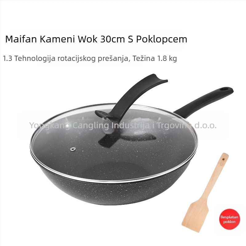 Maifan kamena tava s neprianjajućim slojem, indukcijsko kuhalo, plinski štednjak, univerzalno kuhanje, bez isparenja, ravno dno, kućanska tava s glačalom, veleprodaja