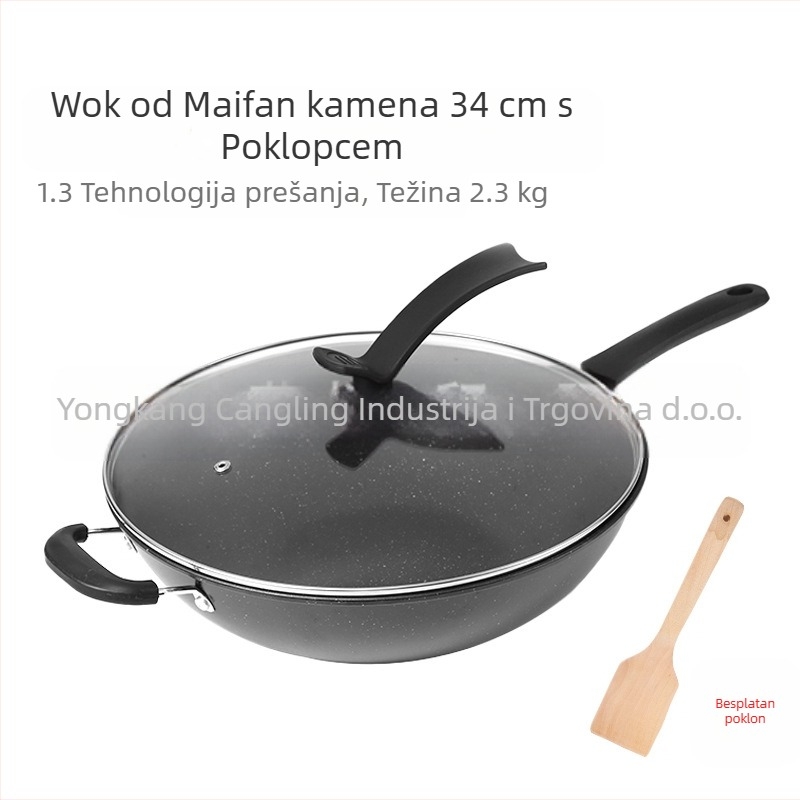 Maifan kamena tava s neprianjajućim slojem, indukcijsko kuhalo, plinski štednjak, univerzalno kuhanje, bez isparenja, ravno dno, kućanska tava s glačalom, veleprodaja
