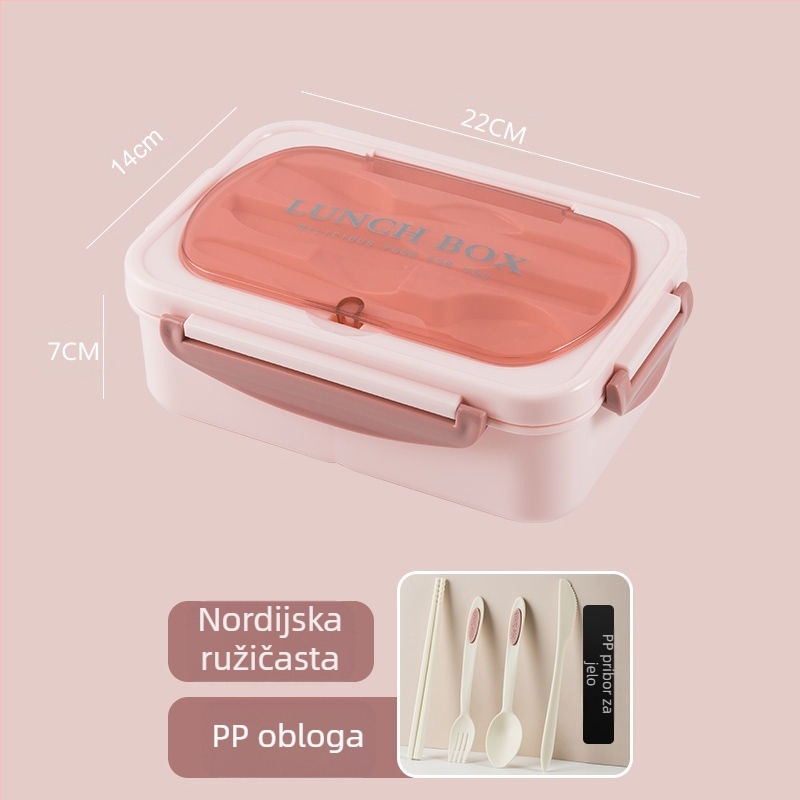 Kutija za ručak za studente od nehrđajućeg čelika 304, izolirana za posao, prijenosna zatvorena rešetkasta kutija za bento ručak s LOGOM ispisom