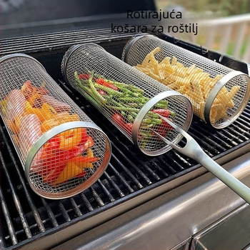 Kavez za vanjski roštilj Roštilj s rotirajuće cijevi od nehrđajućeg čelika Cilindrična mreža za roštilj Cilindrična cijev za roštilj