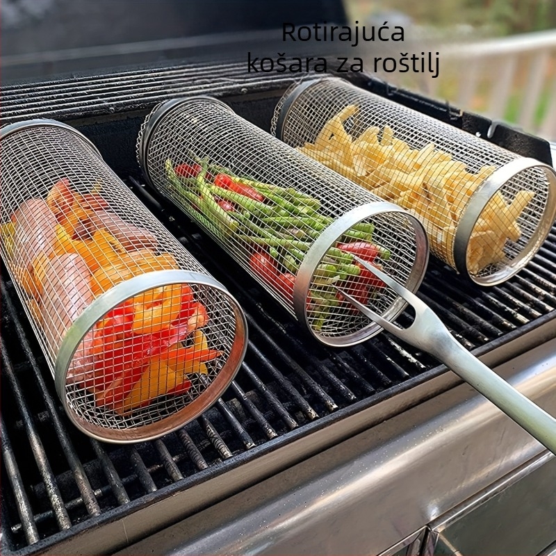 Kavez za vanjski roštilj Roštilj s rotirajuće cijevi od nehrđajućeg čelika Cilindrična mreža za roštilj Cilindrična cijev za roštilj