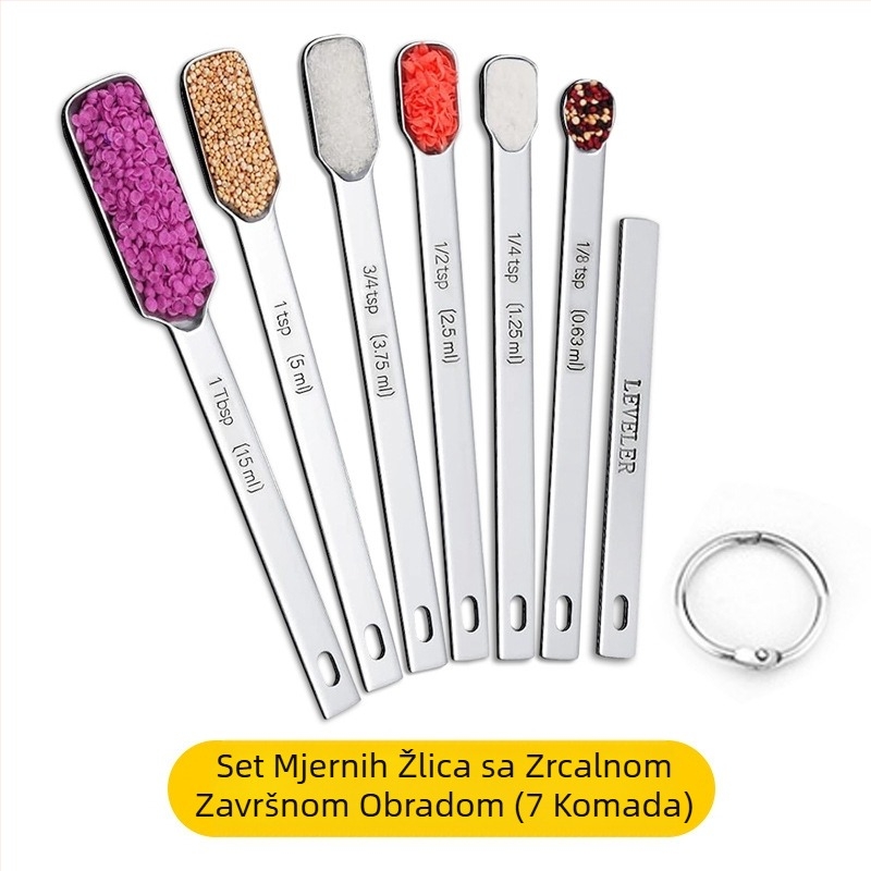 Amazon mjerna šalica od nehrđajućeg čelika za pečenje, set od 7 dijelova s vodilicom, žlica za kuhanje, vaga, mjerna žlica, šalica