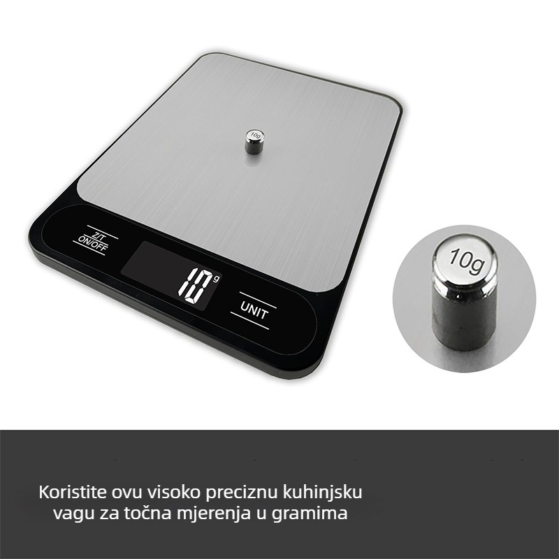 Višenamjenska elektronička vaga, kućna vaga za pečenje, mala kuhinjska vaga od nehrđajućeg čelika, vaga za kavu, komercijalna kuhinjska elektronička vaga
