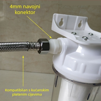 Filter za pročišćavanje vode, voda iz slavine, PP pamučni filterski element, 10-inčni univerzalni prednji 2-točkovni PE cijevni kućanski 4-točkovni filter za vodu