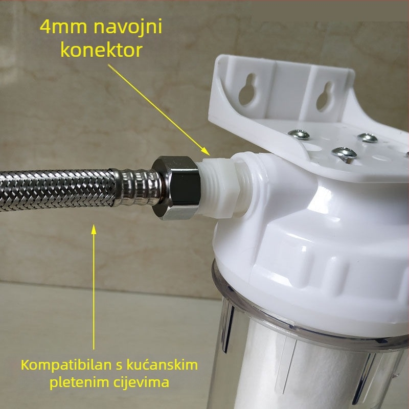 Filter za pročišćavanje vode, voda iz slavine, PP pamučni filterski element, 10-inčni univerzalni prednji 2-točkovni PE cijevni kućanski 4-točkovni filter za vodu