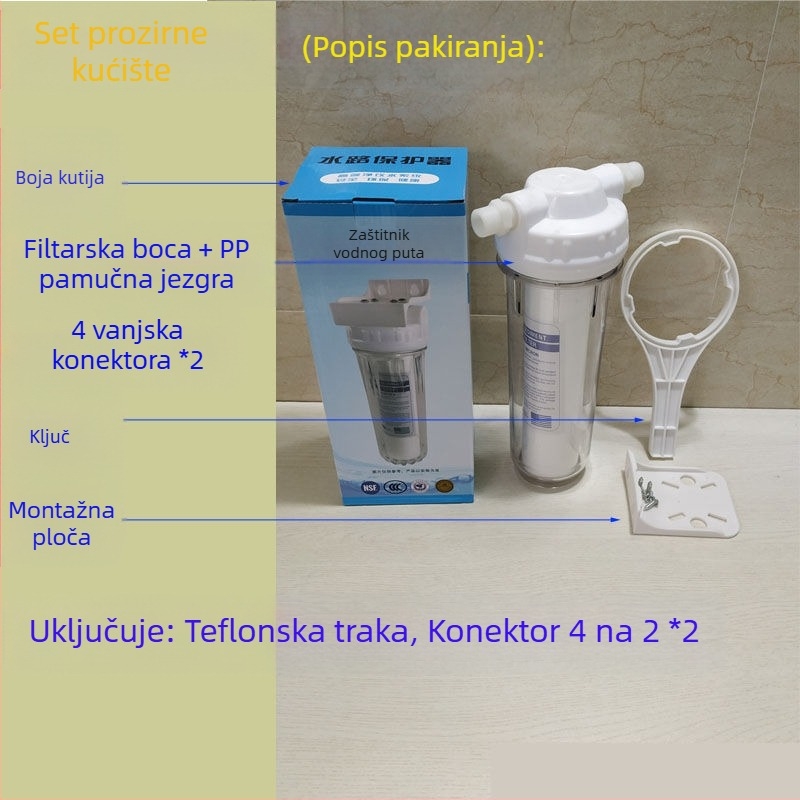 Filter za pročišćavanje vode, voda iz slavine, PP pamučni filterski element, 10-inčni univerzalni prednji 2-točkovni PE cijevni kućanski 4-točkovni filter za vodu