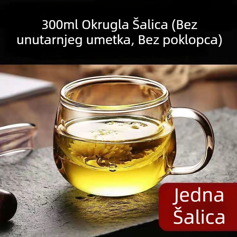 Staklena šalica za čaj s poklopcem, otporna na toplinu, odvajanje vode od čaja, kućanska i uredska prozirna šalica za čaj za muškarce i žene