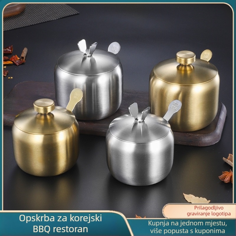 Spremnik za začine Kuhinjski kućanski spremnik za začine od nehrđajućeg čelika 304 Pojedinačni komercijalni restoran Spremnik za čili ulje Spremnik za sol Kutija za začine