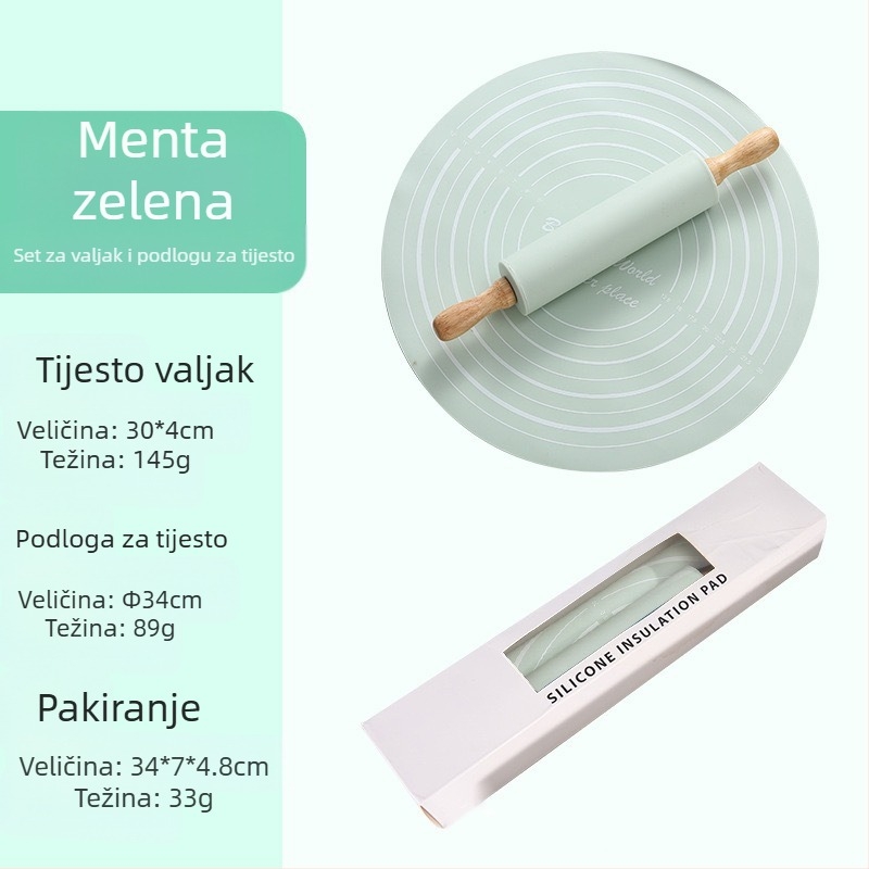 Silikonska oklagija za kuhanje i pečenje, odijelo za srednje mijesenje, odijelo za pečenje, oklagija za mijesenje