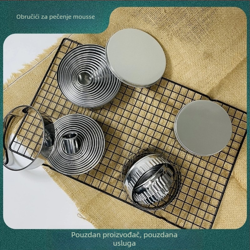 Kalup za torte i kekse, zadebljana kora od nehrđajućeg čelika, kalup za rezanje okruglog prstena za mousse, set od 11 desertnih kolačića