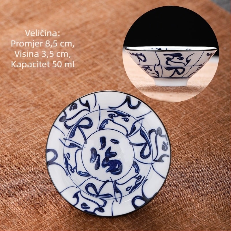 Plavo-bijela porculanska šalica za čaj, keramička kung fu mala šalica za čaj, jedna šalica, glavna šalica, set za čaj, šalica za čaj, odijelo za zdjelu za čaj, šalica za čaj