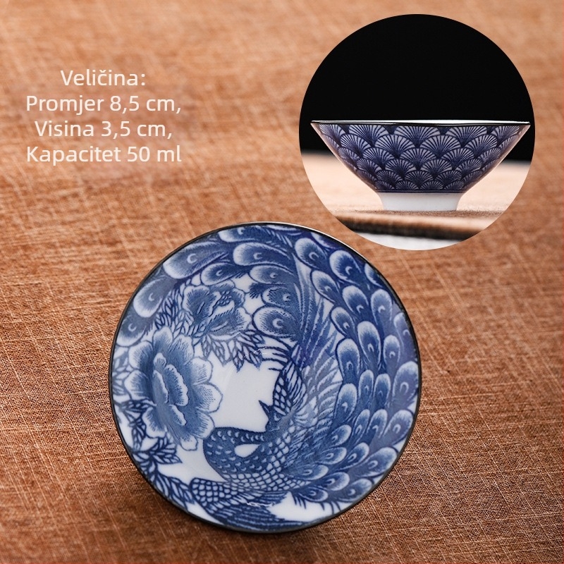 Plavo-bijela porculanska šalica za čaj, keramička kung fu mala šalica za čaj, jedna šalica, glavna šalica, set za čaj, šalica za čaj, odijelo za zdjelu za čaj, šalica za čaj